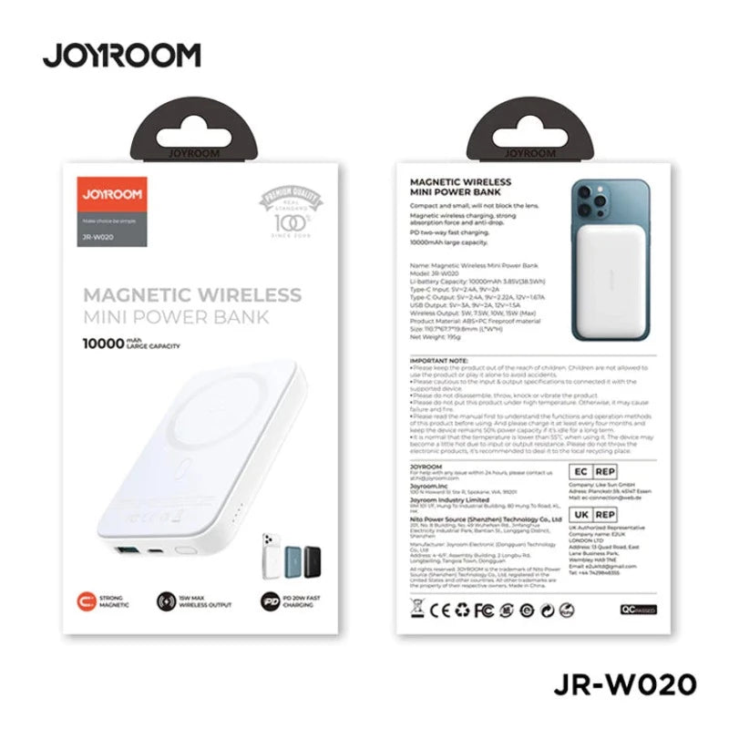 JR-W020 JOYROOM Magnetic Wireless Power Bank – 10000mAh BLUE Joyroom.pk