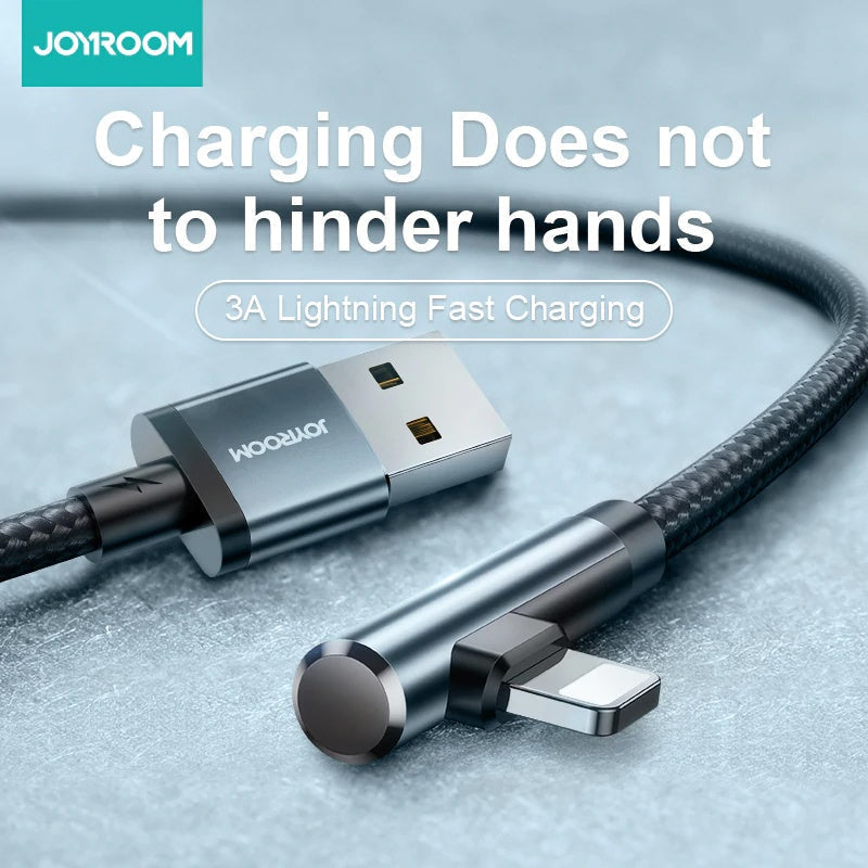 S-1230N4 JOYROOM 3A 8 Pin Lightning Gaming Angle Head Fast Charging Data Cable, Length: 1.2m Joyroom.pk