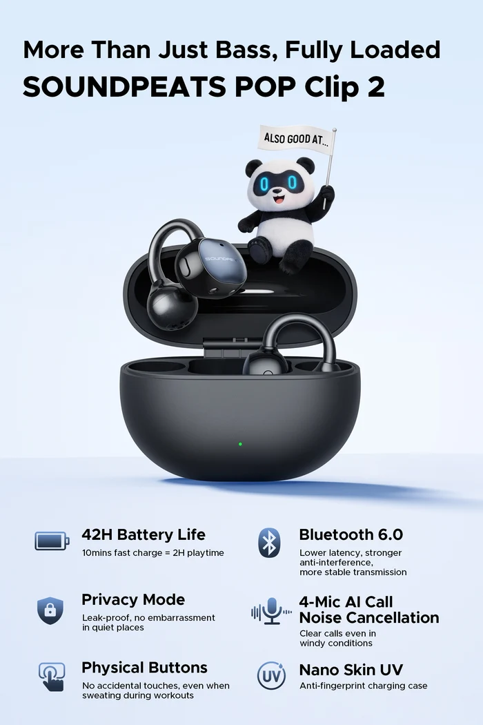 Soundpeats Pop Clip 2 Open Ear Bluetooth Earbuds - Image 12